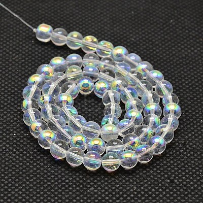 Imitate Austrian Crystal Electroplate Glass Round Bead Strands GLAA-F030-4mm-B01-1
