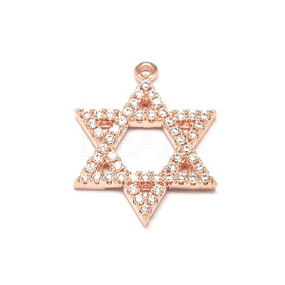 Star of David Brass Micro Pave Cubic Zirconia Pendants ZIRC-D030-M-RS-1