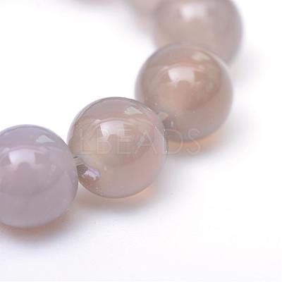 Round Natural Grey Agate Bead Strands G-R345-12mm-07-1