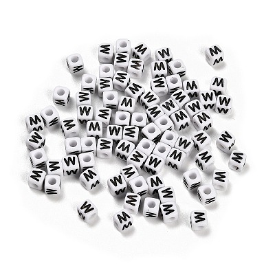 Opaque Acrylic Beads OACR-S076-01W-1