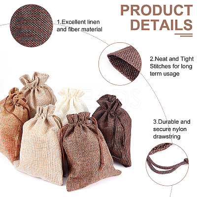24Pcs 6 Style Burlap Packing Pouches ABAG-PH0001-17-1