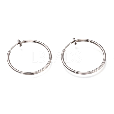 Tarnish Resistant 304 Stainless Steel Retractable Clip-on Hoop Earrings X-STAS-O135-01G-1