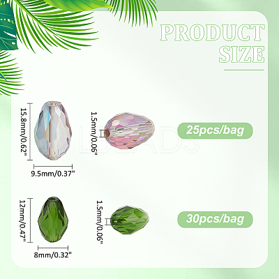 4Bags 2 Styles Transparent Glass Beads Segmented Multi-color Beads GLAA-PH0003-25A-1