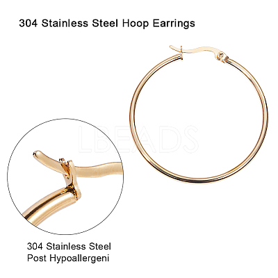 304 Stainless Steel Hoop Earrings EJEW-PH0002-02-1