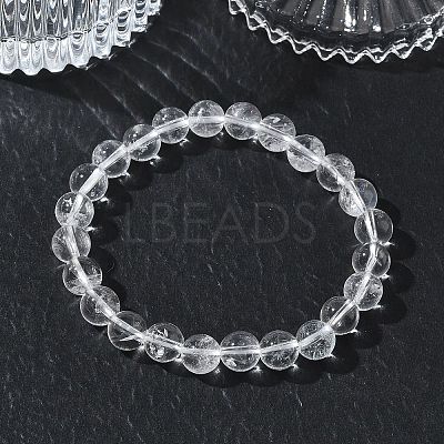 Natural Quartz Crystal Round Beaded Stretch Bracelets GG-CBA12F1-02C-12-1