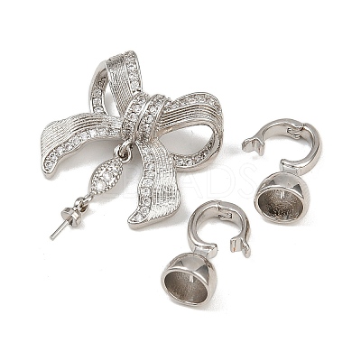 Brass Micro Pave Clear Cubic Zirconia Fold Over Clasps KK-U059-57P-1