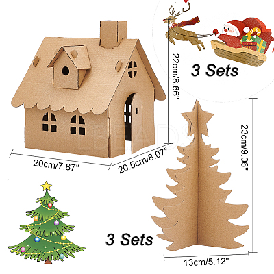 6 Sets 2 Style Unfinished Cardboard 3D Puzzles AJEW-NB0005-36-1
