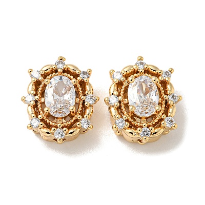 Brass Micro Pave Cubic Zirconia Beads KK-K378-06G-1