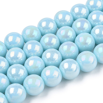 Electroplate Opaque Glass Beads Strands GLAA-T032-P6mm-AB10-1