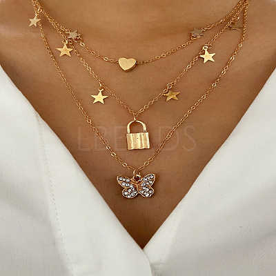 Alloy Pendant Layered Chain Necklaces for Women WGC39CD-12-1