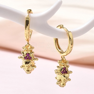 Brass Cubic Zirconia Hoop Earrings EJEW-Q015-01G-1