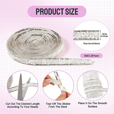 Hotfix Rhinestone Ribbon Trimming DIY-TAC0051-002D-1-1