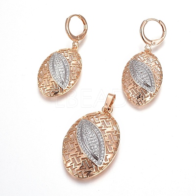 Brass Micro Pave Cubic Zirconia Jewelry Sets SJEW-F189-04KCG-1