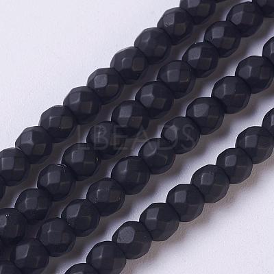 Synthetic Black Stone Beads Strands G-C059-4mm-1-1