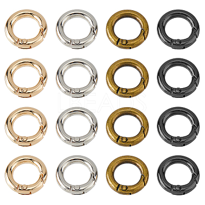 24Pcs 4 Colors Alloy Spring Gate Rings FIND-HS0001-26A-1