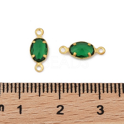 Brass K9 Glass Connector Charms KK-K295-01G-05-1