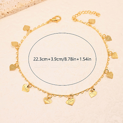 Elegant Vintage Brass Love Heart Tassel Anklets for Women RY0990-1