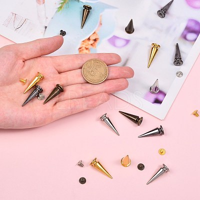 40Ssets 4 Colors Alloy Spikes Screwback Studs PALLOY-SZ0001-24-1
