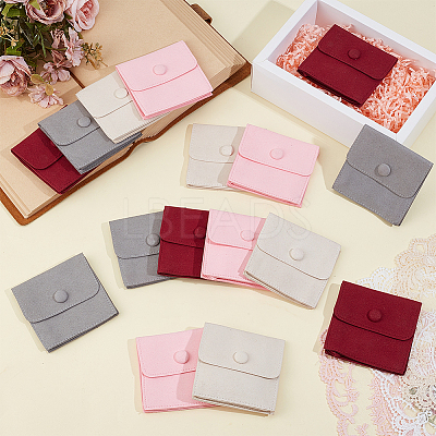 4Pcs 4 Colors Microfiber Jewelry Flap Pouches ABAG-OC0001-19-1