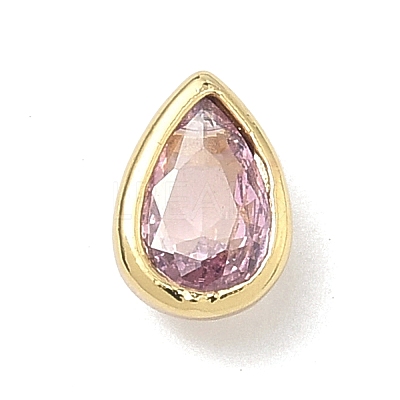 Teardrop Brass Micro Pave Cubic Zirconia Cabochons KK-P345-13G-B01-1