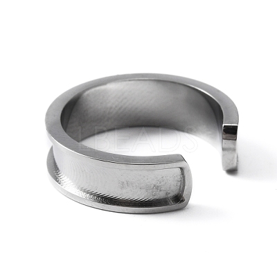 304 Stainless Steel Grooved Cuff Ring Settings RJEW-WH0009-01B-1