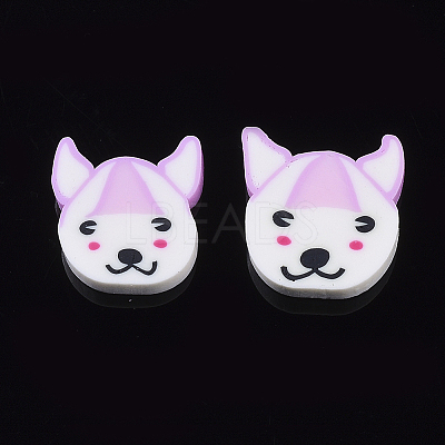 Handmade Polymer Clay Puppy Cabochons CLAY-S091-021-1