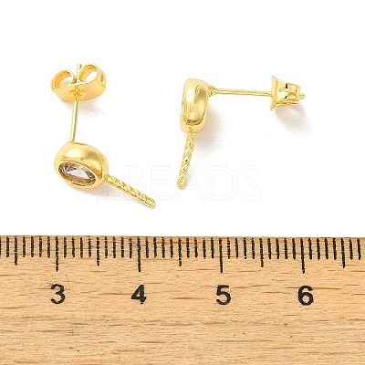 Brass Micro Pave Cubic Zirconia Studs Earrings Findings EJEW-H128-02G-1