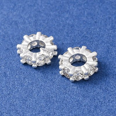 Brass Micro Pave Cubic Zirconia European Beads KK-C157-09A-S-1