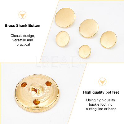 50Pcs 5 Styles 3-Hole Brass Buttons BUTT-OC0001-47G-1