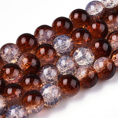 Transparent Crackle Baking Paint Glass Beads X1-DGLA-T003-01C-16-1