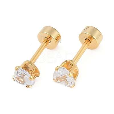 Heart Glass Ear Fake Plugs EJEW-H105-25G-B-1