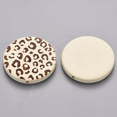 Painted Natural Wood Beads WOOD-N006-07E-1