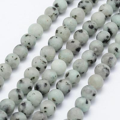 Natural Sesame Jasper/Kiwi Jasper Beads Strands G-F518-18-8mm-1