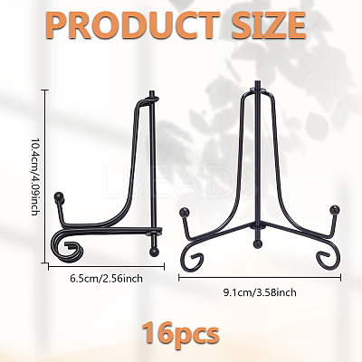 16Pcs Folding Iron Display Easels for Decorative Plates Photo Frames AJEW-GO0004-47A-1