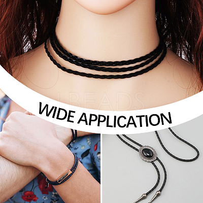 15M 3 Colors Braided Round Soft PU Imitation Leather Cords OCOR-CL0001-11B-1