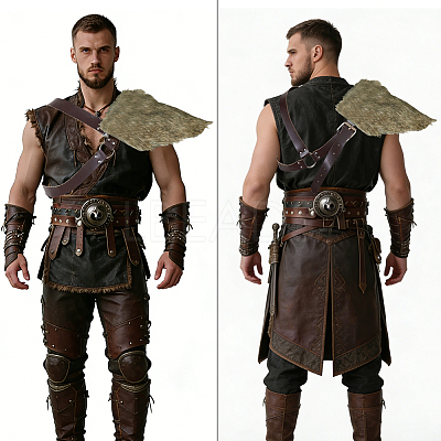 1Pc Medieval Faux Fur Single Shoulder Armor AJEW-CL0004-81-1