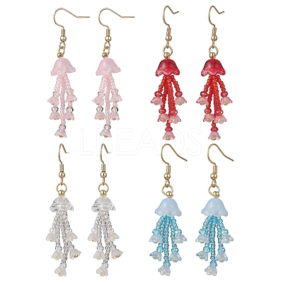 Glass Seed & Glass Beaded Dangle Earrings EJEW-MZ00687-1
