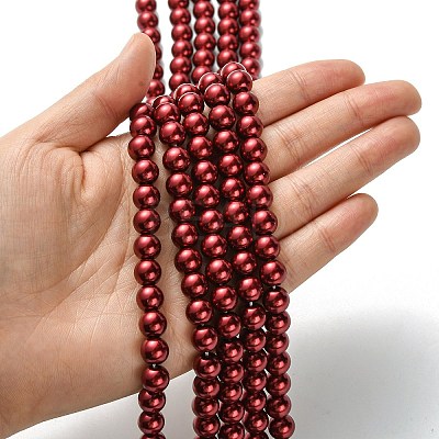 Eco-Friendly Dyed Glass Pearl Round Beads Strands HY-A008-8mm-RB038-1