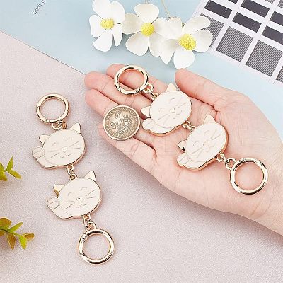 Alloy Enamel Cat Link Chains for Purse Chains PURS-WH0001-40-1