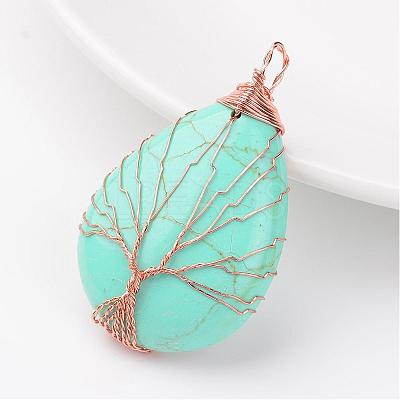 Synthetic Turquoise Pendants G-K122-01RG-1