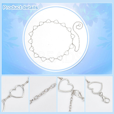 2Pcs 2 Style Alloy Heart Waist Chains AJEW-PH0004-05-1
