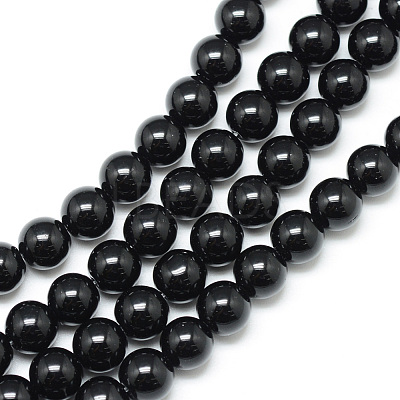 Synthetic Black Stone Bead Strands G-R345-4mm-35-1-1