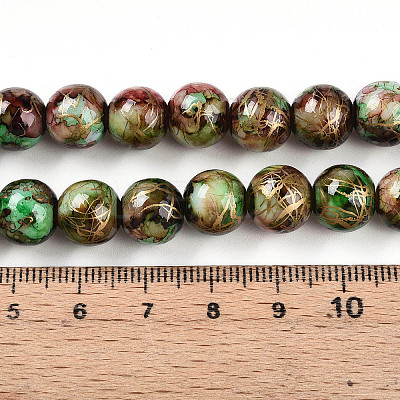 Baking Paint Glass Beads Strands DGLA-N003-10mm-B07-1