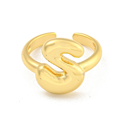 Brass Letter Open Cuff Rings for Women RJEW-G313-01S-G-1
