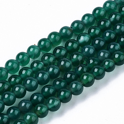 Natural Green Onyx Agate Beads Strands G-S359-233-1