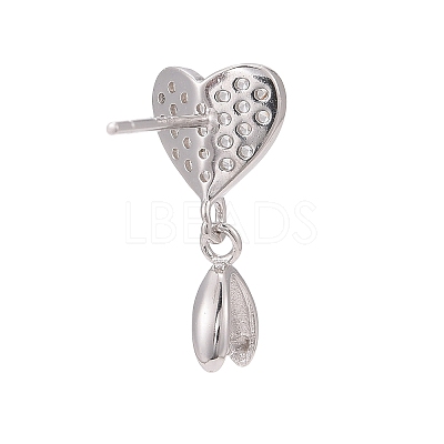 Rhodium Plated 925 Sterling Silver Stud Earring Findings STER-N0004-006-1