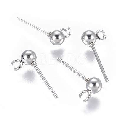 Non-Tarnish 304 Stainless Steel Ear Stud Components STAS-F227-18B-P-1