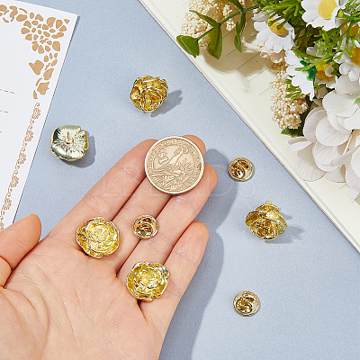 6Pcs Rose Flower Alloy Lapel Pin Backs for Backpack Clothes JEWB-FH0002-97G-1