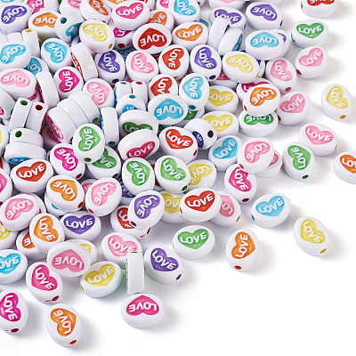 200Pcs Valentine's Day Opaque Acrylic Beads MACR-CW0001-13-1