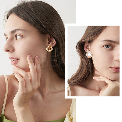 8Pairs 8 Style Half Round & Round & Twist Brass Clip-on Earrings with Plastic Pearl EJEW-PH0001-09-1-1